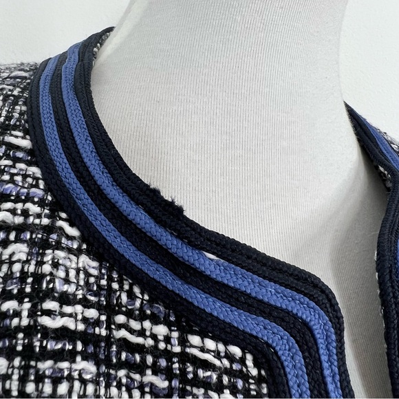 Rafaella | Petite Blue and White Tweed Blazer Jacket Coat - Picture 3 of 9